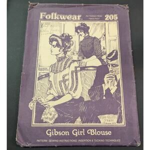 Vintage Folkwear 205 Gibson Girl Blouse Sewing Pattern 1900s Edwardian Style